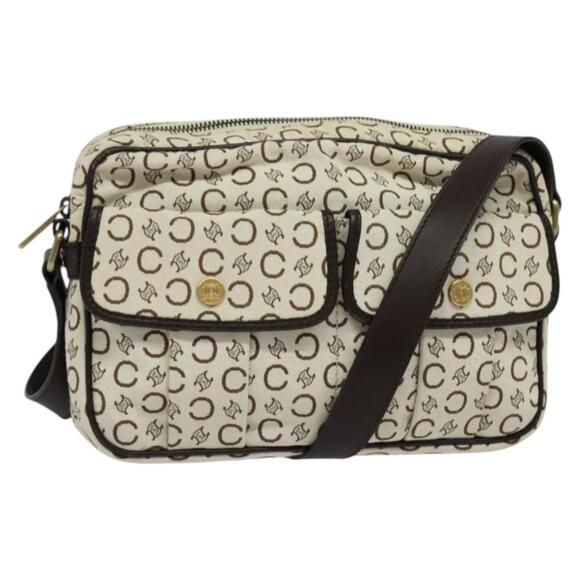 CELINE C Macadam Canvas Shoulder Bag White - Picture 1 of 12